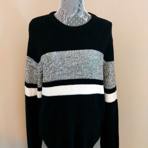 denim and flower sweater